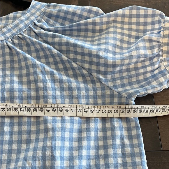 Blue and White Gingham Blouse L - Picture 10 of 11
